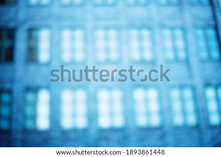 Frontal View og Blue Color City Buildings Blurred Effect - Architecture Urban, Copy Space