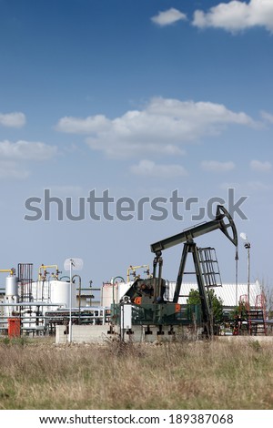 refinery and oil pump jack oilfield