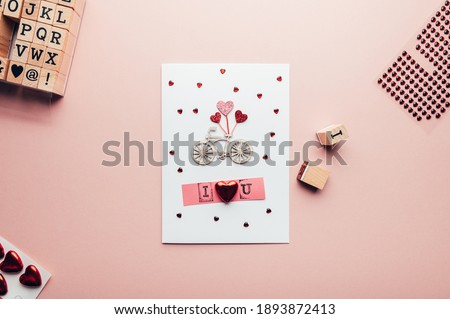 DIY ideas and step by step instructions for making Valentines Card with words I love you, how to make handmade card for beginners