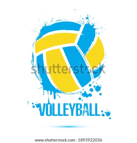 Volleyball ball icon. Abstract voolleyball ball for design logo, emblem, label, banner. Volleyball template on isolated background. Grunge style. Vector illustration