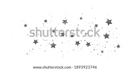 Silver star of confetti. Falling stars on a white background. Illustration of flying shiny stars. Decorative element. Suitable for your design, cards, invitations, gift, vip. 