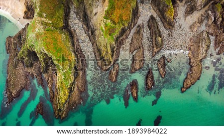 Aerial view of the rocks at mevagissey