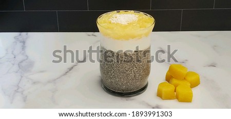 Pineapple Coconut, Pina Colada Chis Seed Pudding Royalty-Free Stock Photo #1893991303
