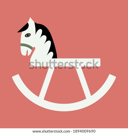 Rocking horse icon. Hand drawn vector illustration. Flat colors.