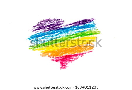 Colorful rainbow heart figure on the white background