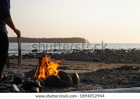 Beach Campfire in Rock Pit  taken on North Coast Trail in British Columbia