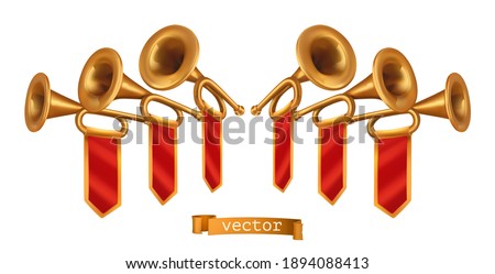 Gold fanfare. 3d vector realistic icon Royalty-Free Stock Photo #1894088413