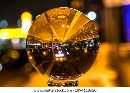 Night train station glass ball lamp railroad track tram
