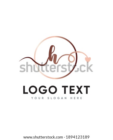 An incredibly unique and romantic handwritten calligraphy letter type H logo template, Vector logo for business and company identity  Royalty-Free Stock Photo #1894123189