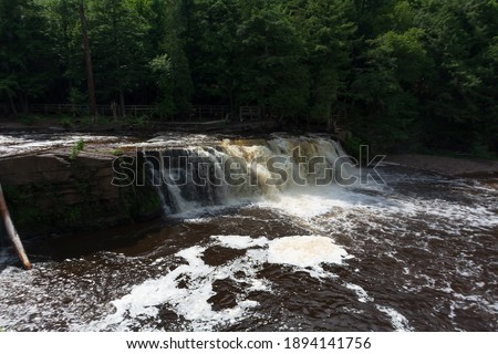 Manabezho Falls on the Presque Isle River, in Gogebic County, Michigan.