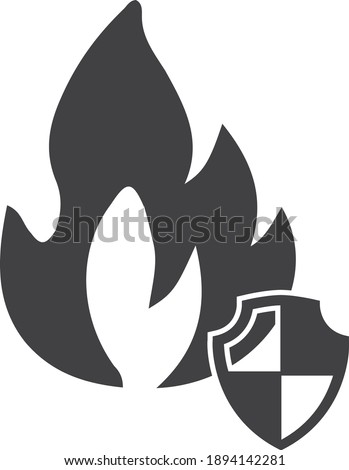 Fire protection icon. fire insurance icon. shield with fire icon vector