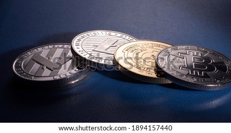 Close up of digital Cryptocurrency coins