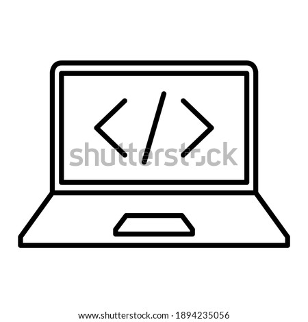 Programming html icon in modern outline style design. Vector illustration isolated on white background.