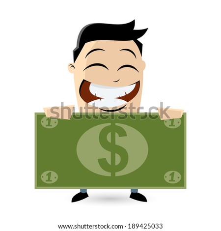 funny businessman with big dollar bill
