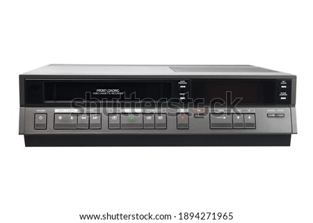Old video recorder 1980s 1990s isolated on white background. 