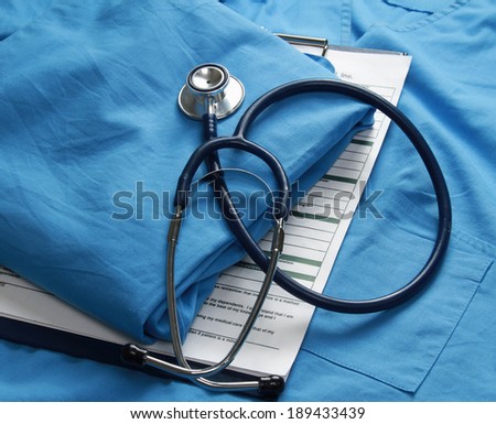 Doctor's stethoscope on the form