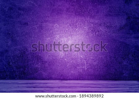 Neon light on concrete wall texture background. Lighting effect blue neon background for product display, banner, or mockup