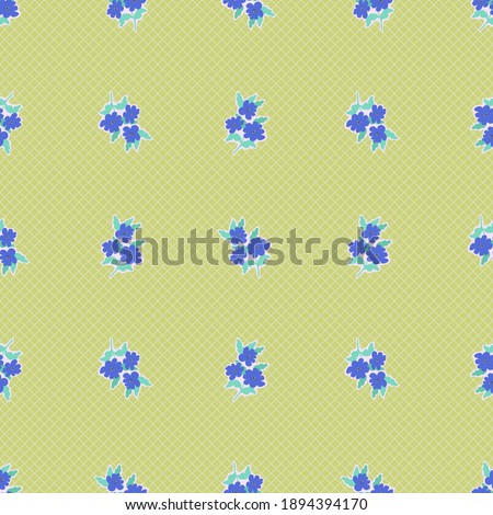Abstract seamless pattern with naive flowers. Minimal summer trendy floral background in retro style. For textile, wallpaper, surface, print, gift wrap, scrapbooking, decoupage