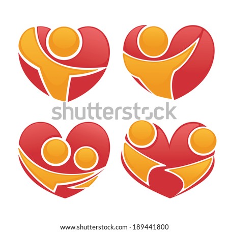 people in love, happy family vector symbols collection
