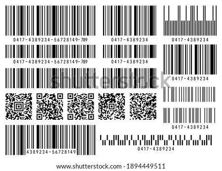 Set of product barcode and qr code vector illustration