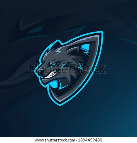 Dark wolf gaming mascot logo template
