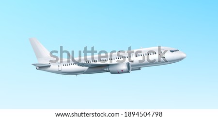 Blank Glossy White Airplane Or Airliner Side View. EPS10 Vector Royalty-Free Stock Photo #1894504798