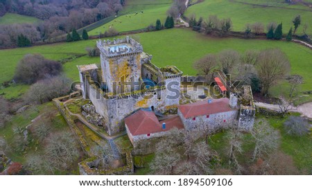 aerial view Pambre Castle in Palas de Rei Lugo Royalty-Free Stock Photo #1894509106