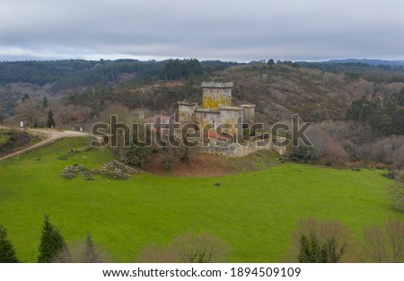 aerial view Pambre Castle in Palas de Rei Lugo Royalty-Free Stock Photo #1894509109