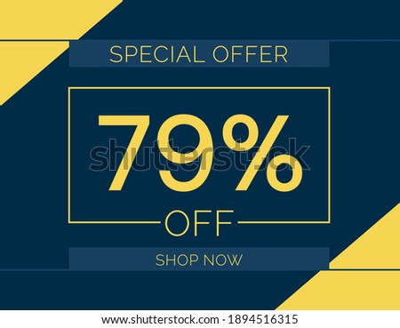 Sale special offer 79% off sign, 79 percent Discount sale minimal banner vector illustration