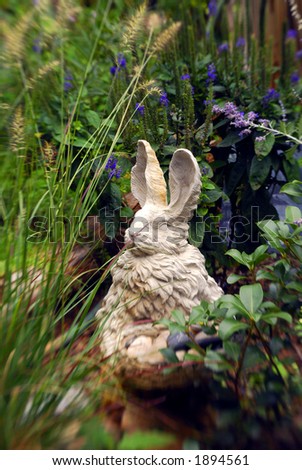 Rabbit figure in the garden.