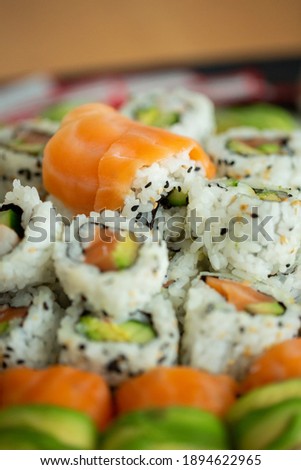 Large Colorful Sushi Platter with Avocado