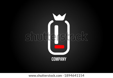 L alphabet letter logo for company and corporate in black red and white colors. Creative icon design with king crown. Can be used for a logotype or branding
