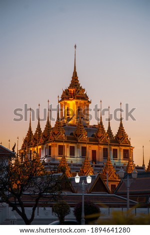 Beautiful Temples of Bangkok Thailand on Twilight Sunset times