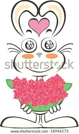 Cute Rabbit Character isolated on white background : vector illustration