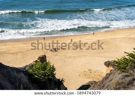 Beautiful view of the sandy coast and the ocean, Half Moon Bay, California