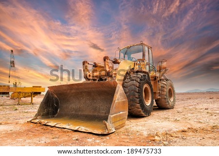 bulldozer on a building site Royalty-Free Stock Photo #189475733