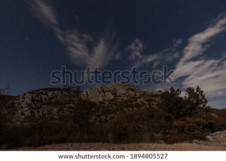 Night landscape in the Crimean mountains