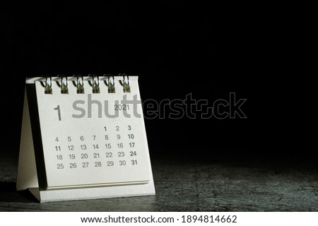 2021 January calendar on black background	