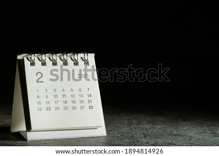 2021 February calendar on black background	