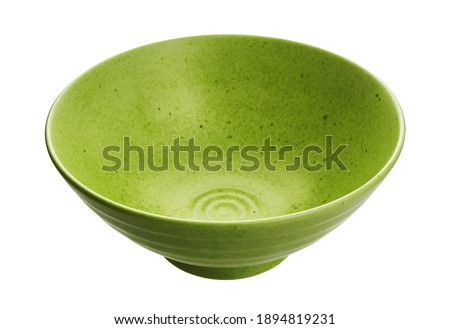 Green ceramic bowl, Empty bowl isolated on white background with clipping path, Side view                            Royalty-Free Stock Photo #1894819231