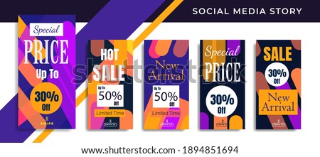 5 set Social Media Network Sales Banner Backgrounds, Mobile App, Poster, Flyer, Coupon,Advertisement,  Smartphone Template Story, Abstract liquid Modern shapes. editable template eps 10 vector.