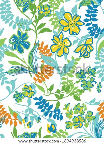 Seamless rotary repeatable textile print with leaves, leaf and sprig and foliage design. The design is fully editable and easy to change colors to suit your fashion palette for the season.