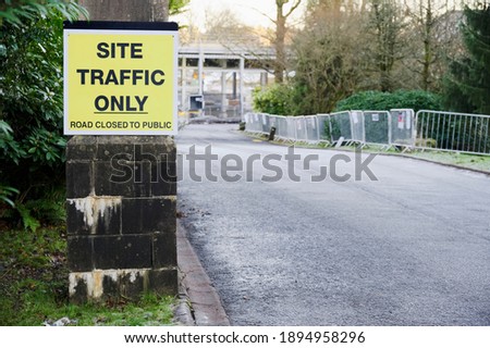Site traffic sign at construction site entrance