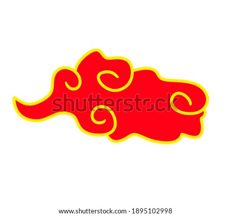 Digital illustration of a cartoon Chinese red cloud