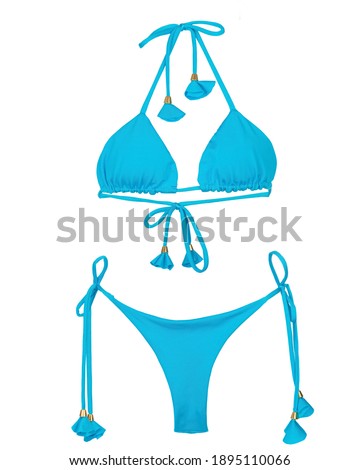 blue bikini Ghost mannequin clothing isolated on white background - hollow man clothing