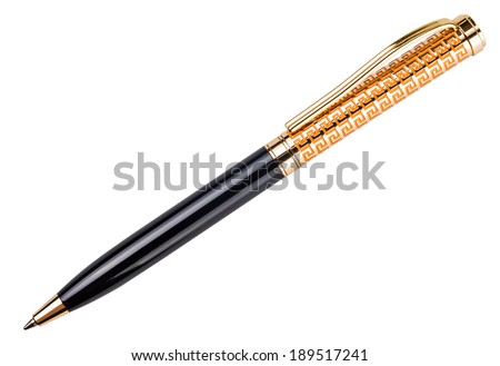 gold ballpoint isolated on white background