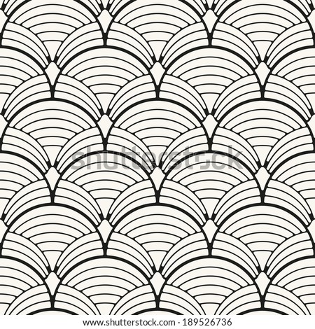 Seamless pattern. Classical ornament. Geometric stylish background. Vector repeating texture. Stylized shells
