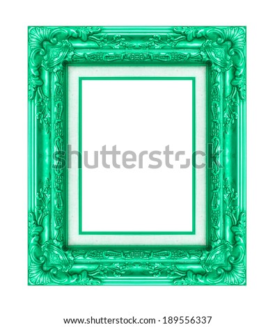 Vintage green frame with blank space, with clipping path.