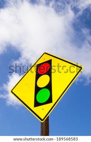 The "light signal ahead" sign in the Californian sunlight.