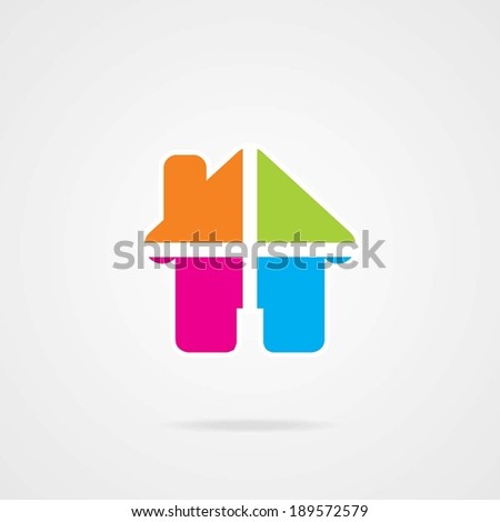 Colorful home icon on white background
